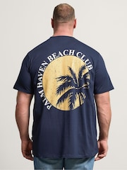 BadRhino Big & Tall Blue Long Palm Beach Club Acid Wash T-Shirt - Image 3 of 5