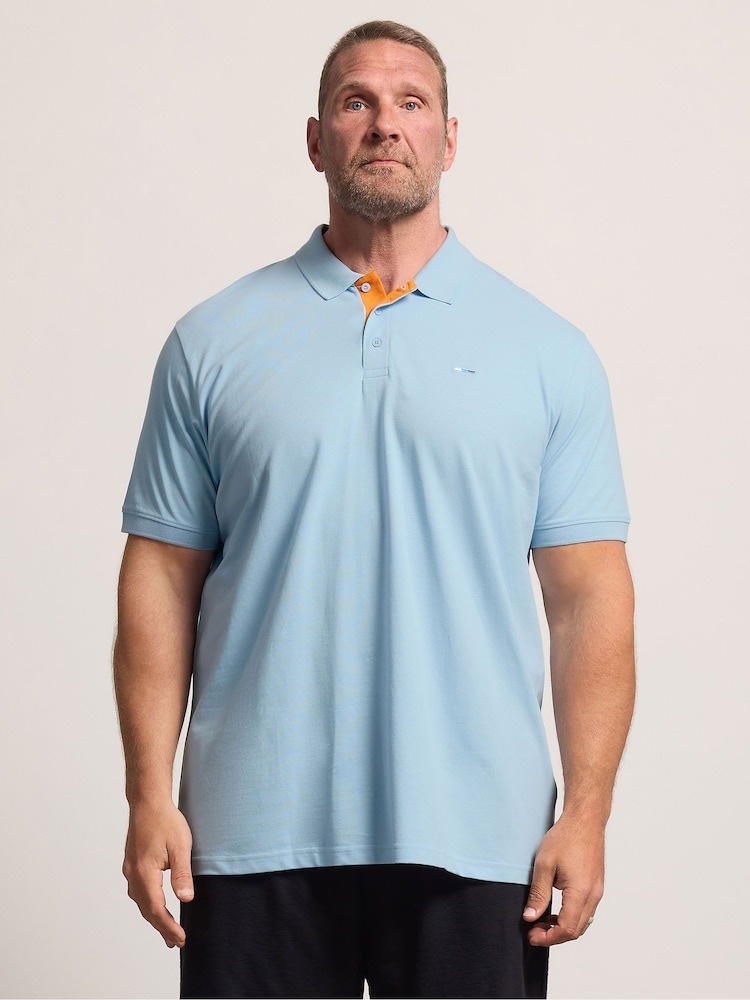 BadRhino Big & Tall Chambray Blue Contrast Core Polo Shirt - Image 1 of 6 BadRhino Big & Tall Chambray Blue Contrast Core Polo Shirt - Image 1 of 6