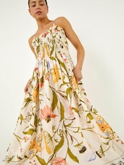 Roman Petite Floral Print Shirred Midi Dress - Imagen 1 de 5