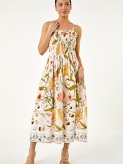 Roman Petite Floral Print Shirred Midi Dress - Imagen 2 de 5