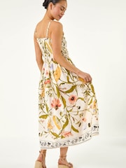 Roman Petite Floral Print Shirred Midi Dress - Imagen 3 de 5