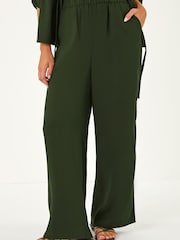 Roman Green Crepe Elasticated Waist Trousers - Image 4 of 5