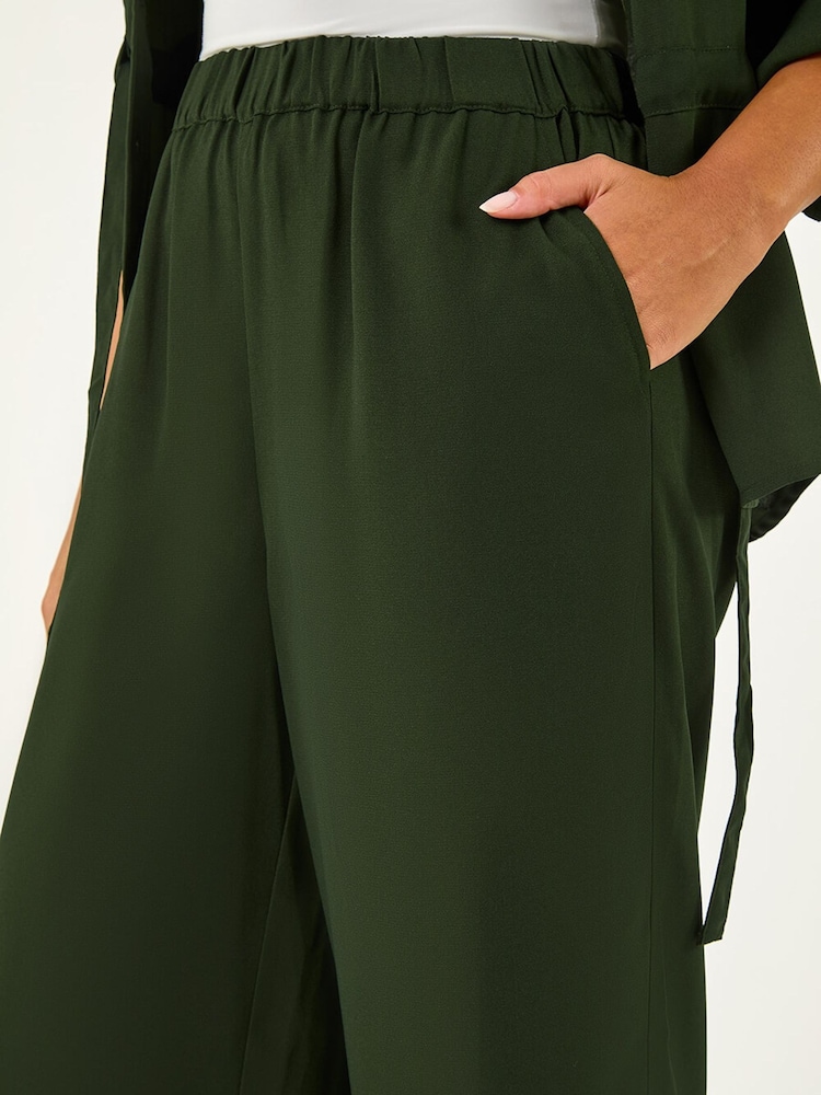 Roman Green Crepe Elasticated Waist Trousers - Image 5 of 5 Roman Green Crepe Elasticated Waist Trousers - Image 5 of 5