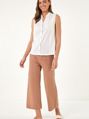 Roman White Broderie Collared Vest Top - Image 2 of 5