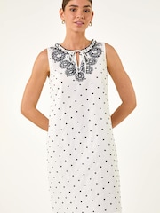 Roman White Embroidered Spot Print Mini Dress - Image 2 of 5