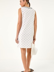 Roman White Embroidered Spot Print Mini Dress - Image 3 of 5