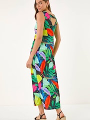 Roman Leaf Print V-Neck Midi Dress - Imagen 3 de 5