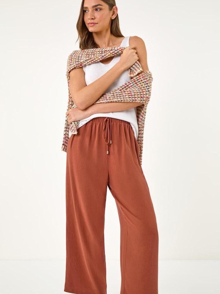Roman Orange Cropped Linen Trousers - Image 1 of 5 Roman Orange Cropped Linen Trousers - Image 1 of 5