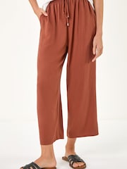 Roman Orange Cropped Linen Trousers - Image 3 of 5
