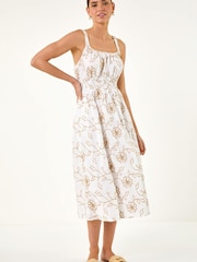 Roman White Embroidered Strappy Midi Dress - Image 2 of 5