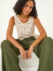 Roman Natural Crochet Knit Vest - Image 1 of 5