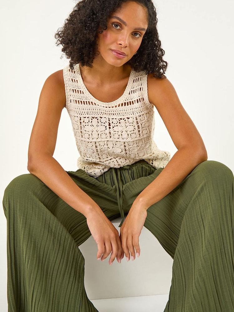 Roman Natural Crochet Knit Vest - Image 1 of 5