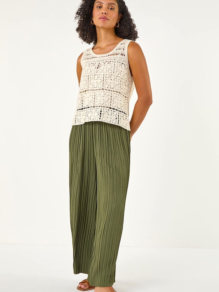 Roman Natural Crochet Knit Vest - Image 4 of 4 Roman Natural Crochet Knit Vest - Image 4 of 4