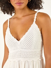 Roman White Crochet Strappy Midi Dress - Image 5 of 5
