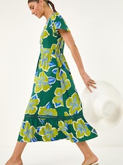 Vestido midi con ribete de encaje y estampado floral de Roman - Imagen 1 de 5