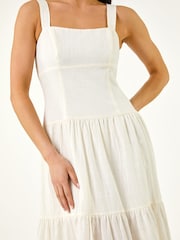 Roman White Petite Seam Detail Midi Dress - Image 6 of 6