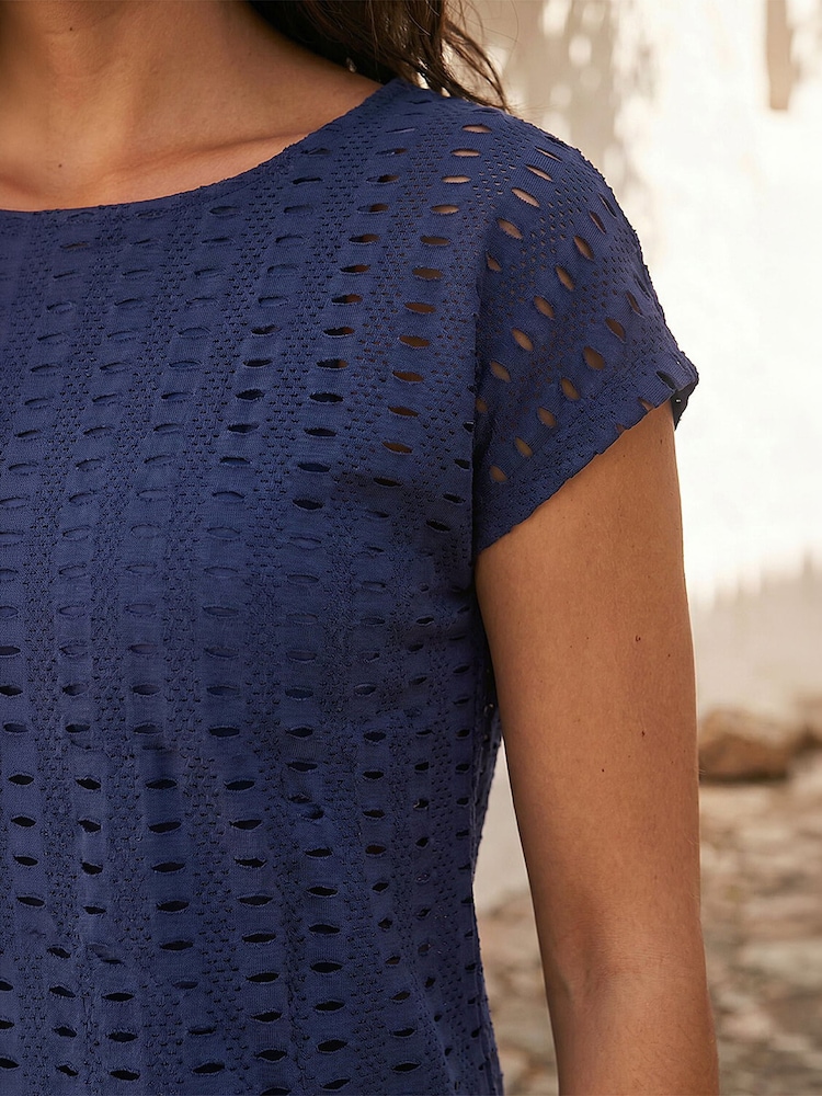 Blå - Roman Cut Out Stretch Topp - Bild 4 av 4