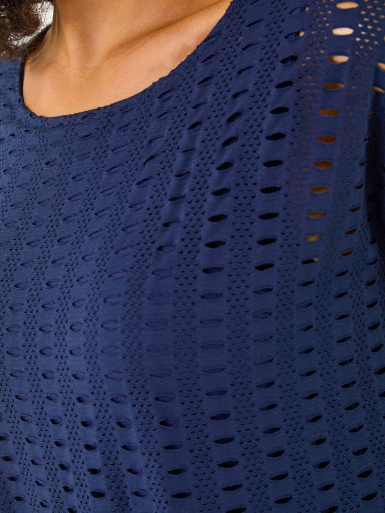 Roman Blue Cut Out Detail Stretch Top - Image 5 of 5
