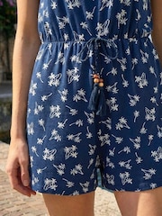 Roman Blue Palm Print Double Strappy Jumpsuit - Image 4 of 4