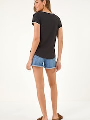 Roman Black Stitch Detail Ribbed Top - Image 3 of 5