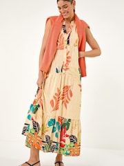 Roman Yellow Floral Print Smock Maxi Dress - Image 1 of 5