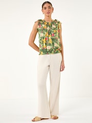 Roman Green Floral Print Bow Detail Top - Image 2 of 5