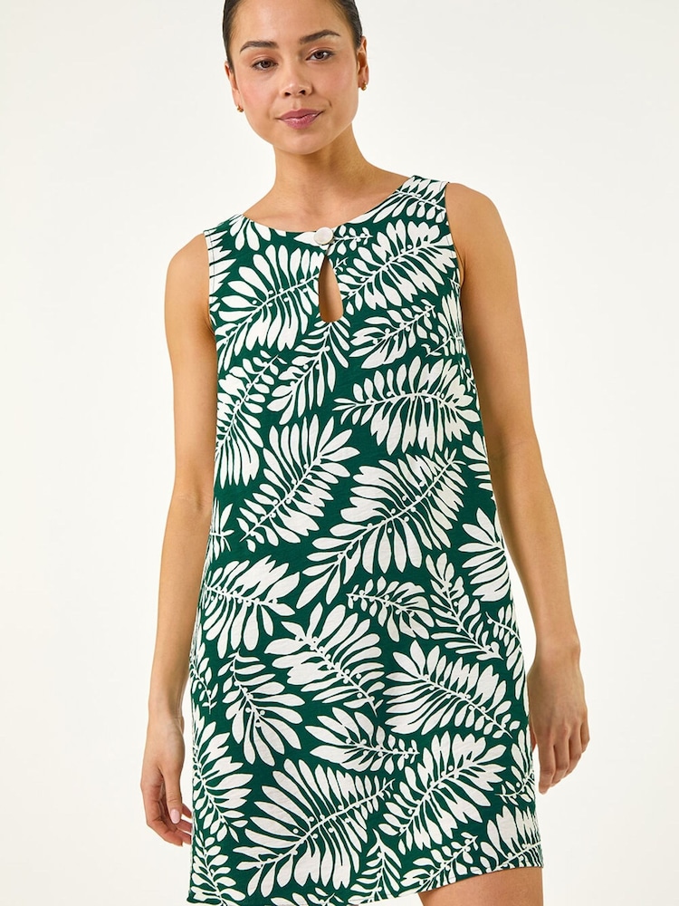 Roman Green Button Shift Dress - Image 2 of 5