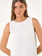 Roman White Cut Out Hem Stretch Vest Top - Image 2 of 4