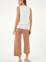 Roman White Cut Out Hem Stretch Vest Top - Image 3 of 4