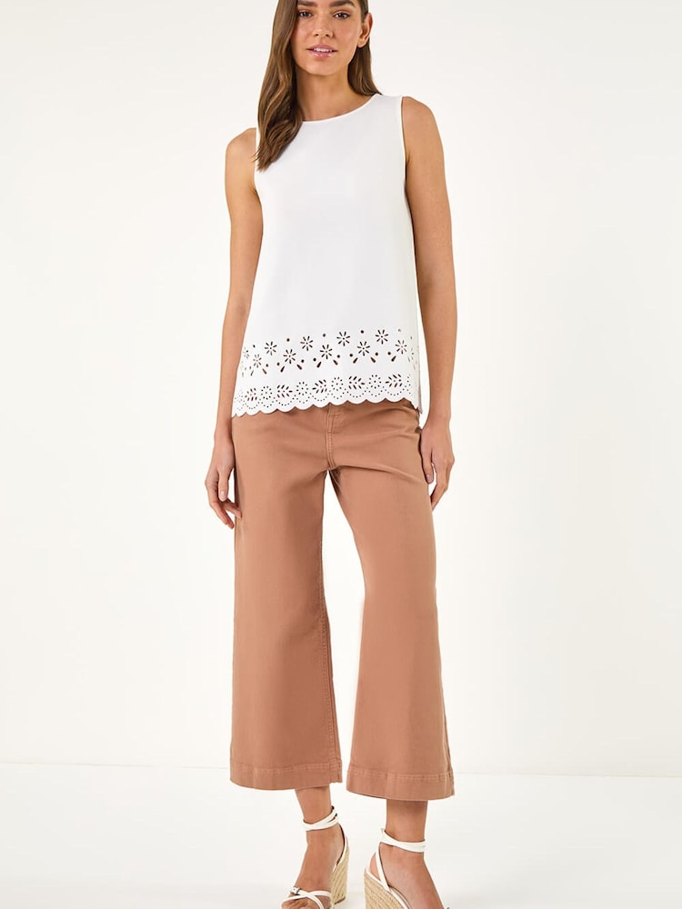 Roman White Cut Out Hem Stretch Vest Top - Image 4 of 4