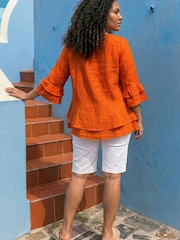 Roman Orange Curve Layered Sleeve Blouse - Image 4 of 4