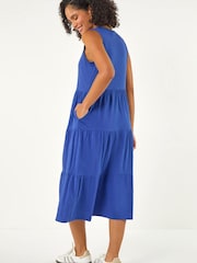 Roman Blue Tiered Midi Smock Dress - Image 2 of 5