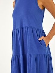 Roman Blue Tiered Midi Smock Dress - Image 6 of 6