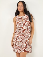 Roman Brown Button Shift Dress - Image 1 of 5