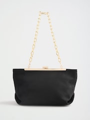 Lipsy Black Suedette Wing Frame Clutch Bag - Image 1 of 4