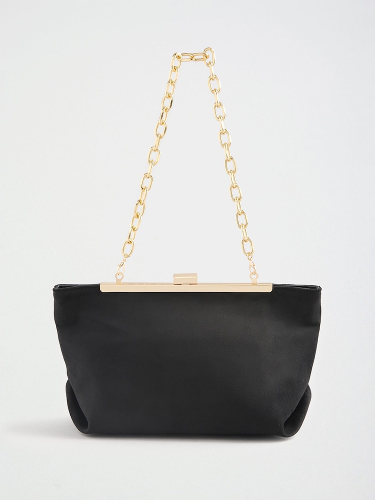 Lipsy Black Suedette Wing Frame Clutch Bag - Image 2 of 4 Lipsy Black Suedette Wing Frame Clutch Bag - Image 2 of 4