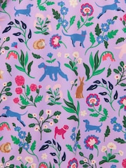 Joules Girls' Splash Lilac Dog Floral Swimming Costume - Image 4 of 4