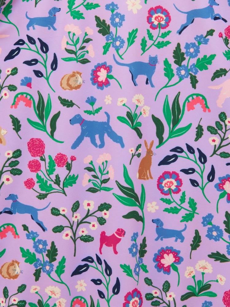 Joules Girls' Splash Lilac Dog Floral Swimming Costume - Image 4 of 4 Joules Girls' Splash Lilac Dog Floral Swimming Costume - Image 4 of 4