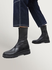 Loeffler Randall Black Danny Tall Ankle Lug Sole Boots - Image 1 of 5
