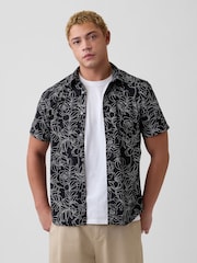 Gap Black Floral Stretch Poplin Shirt - Image 1 of 5