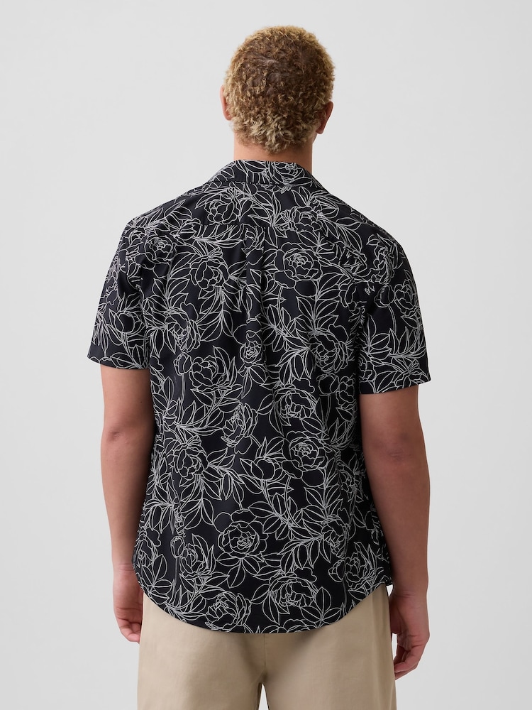 Gap Black Floral Stretch Poplin Shirt - Image 2 of 5