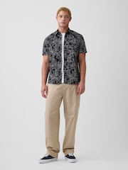 Gap Black Floral Stretch Poplin Shirt - Image 3 of 5