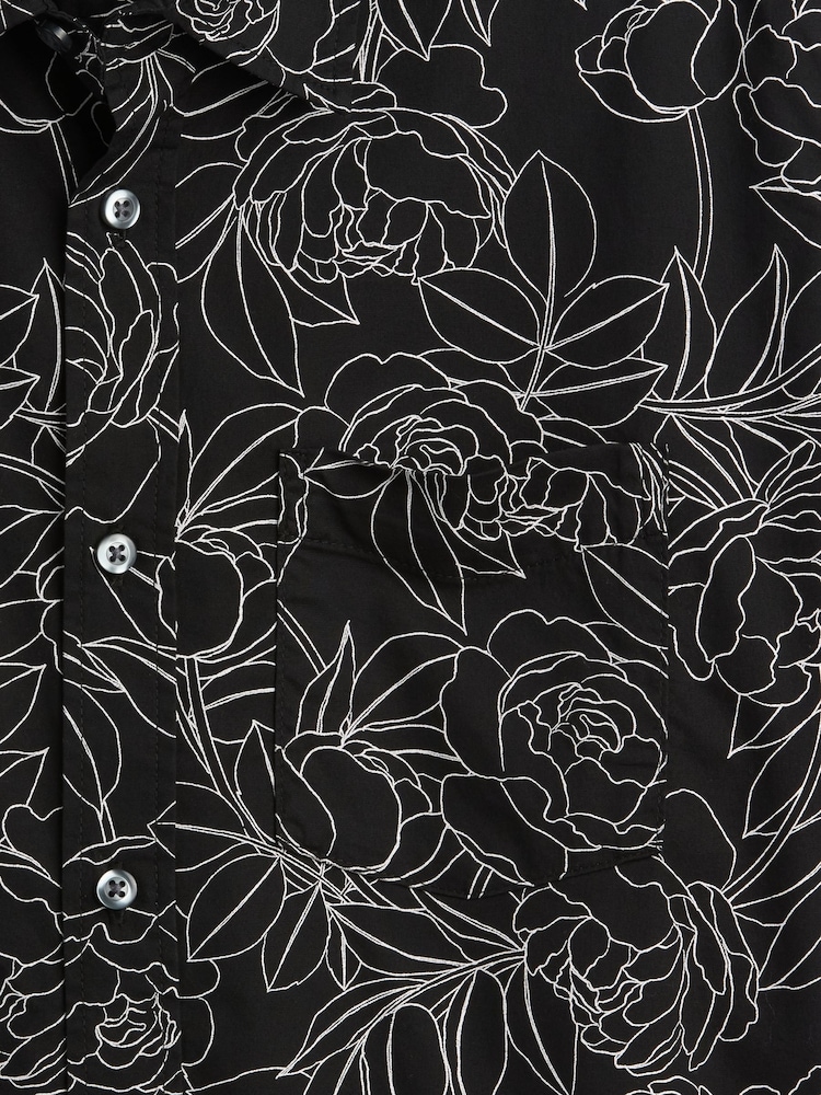 Gap Black Floral Stretch Poplin Shirt - Image 5 of 5