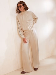Friends Like These Stone Studio Premium Scuba Side Stripe Zip Through Funnel Neck Jacket - Image 4 of 5