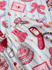 Pink/White Jersey Button Through Pyjamas (3-16yrs) - Image 3 of 4