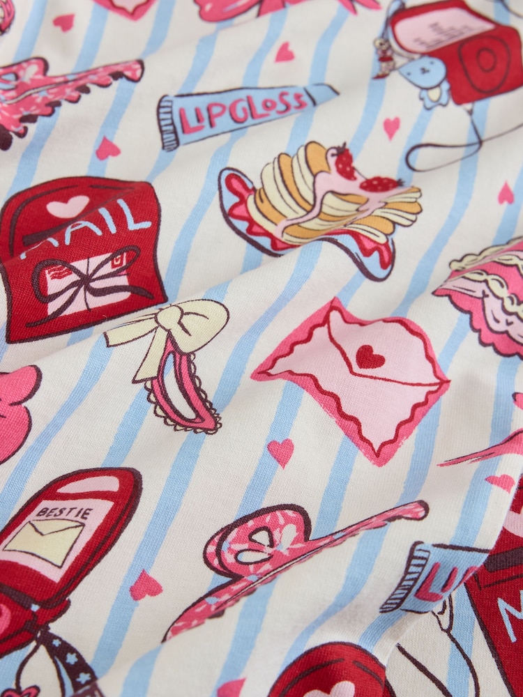 Pink/White Jersey Button Through Pyjamas (3-16yrs) - Image 4 of 4