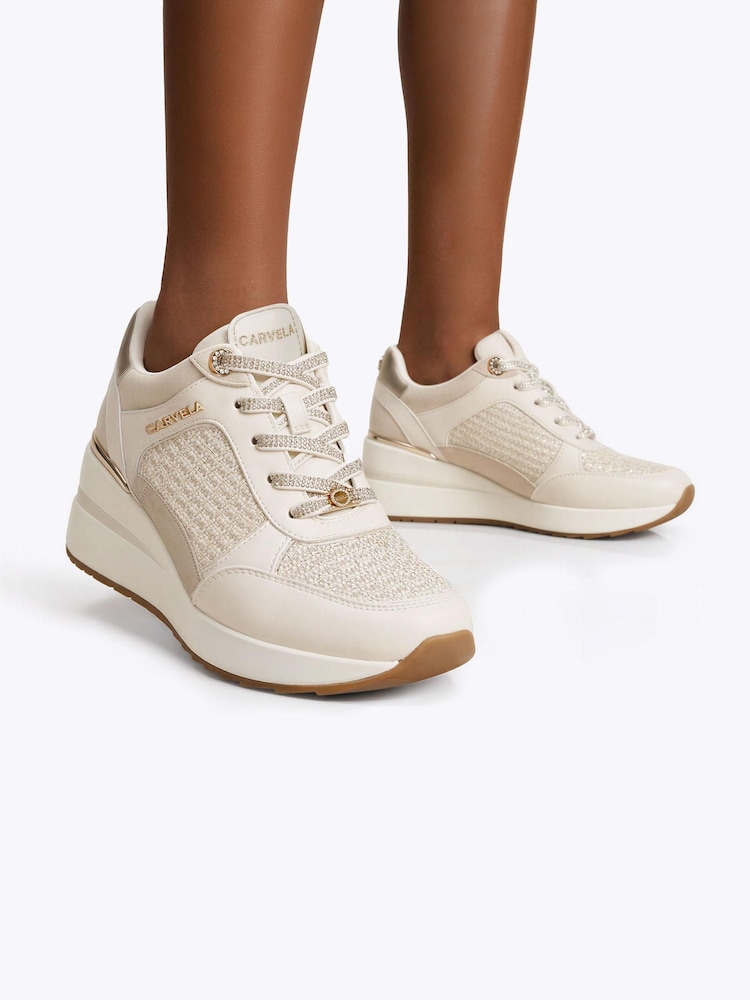 Carvela Cream Divina Trainers - Image 1 of 5