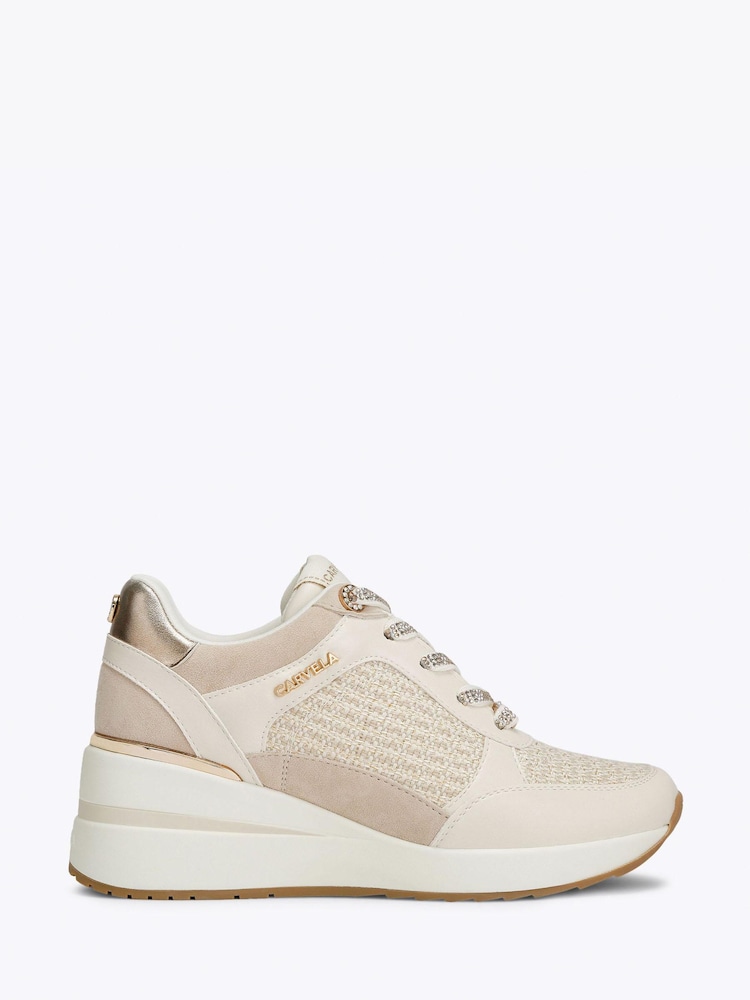 Carvela Cream Divina Trainers - Image 2 of 5