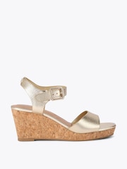 Carvela Gold Sadie Wedge Wide Fit Flip Flop Sandals - Image 1 of 5