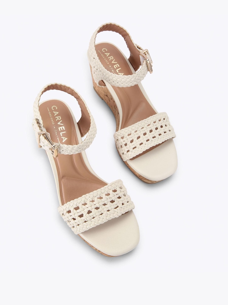 Carvela Cream Portofino Wedge Wide Fit Flip Flop Sandals - Image 2 of 4